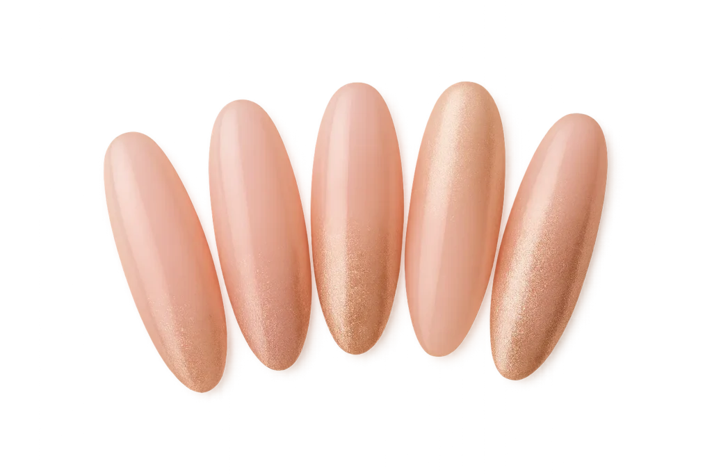 soft pink gold rose gold champagne ombre nails