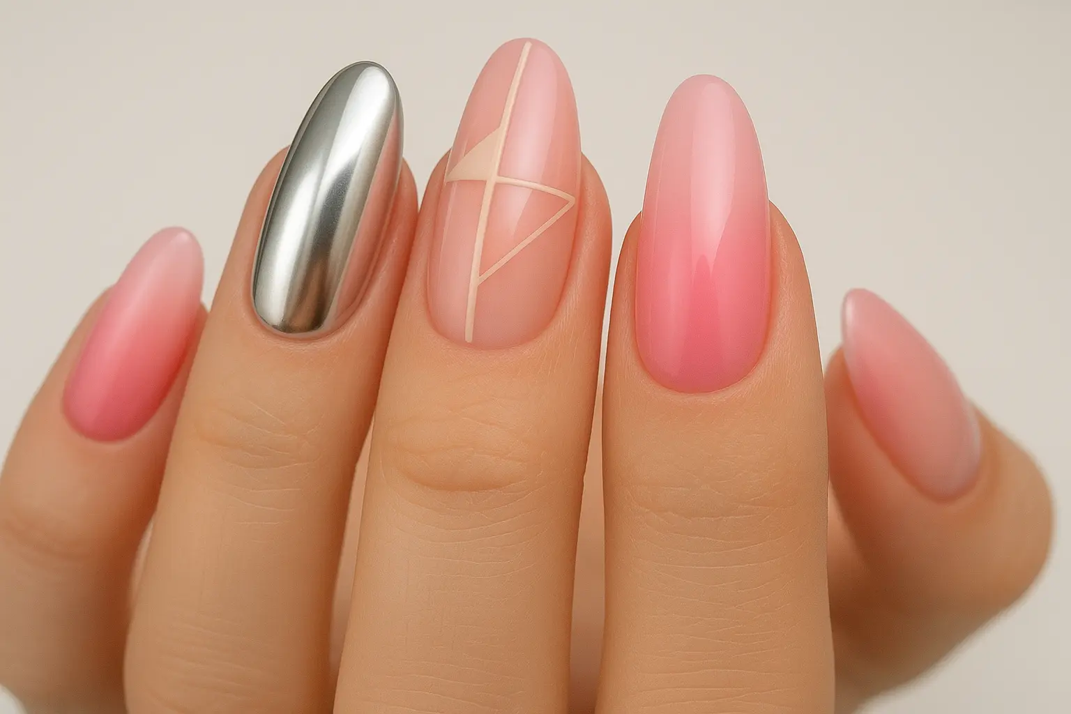 Trendy fashion-forward pink ombre nail designs