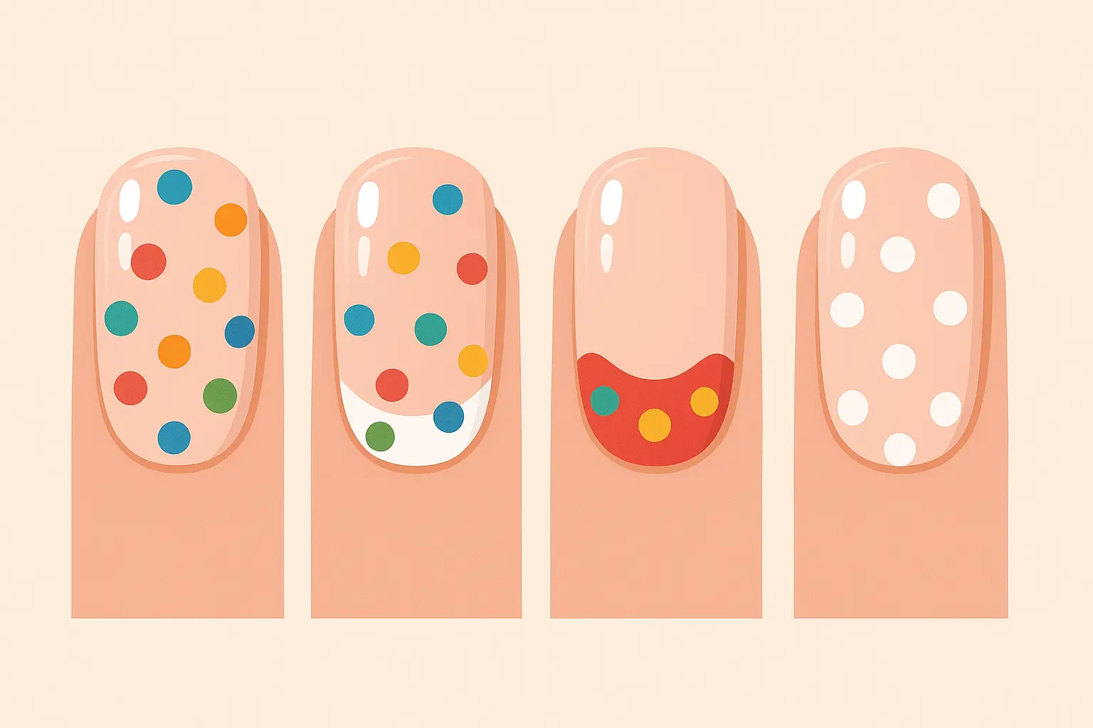 Long-lasting gel polka dot nail designs