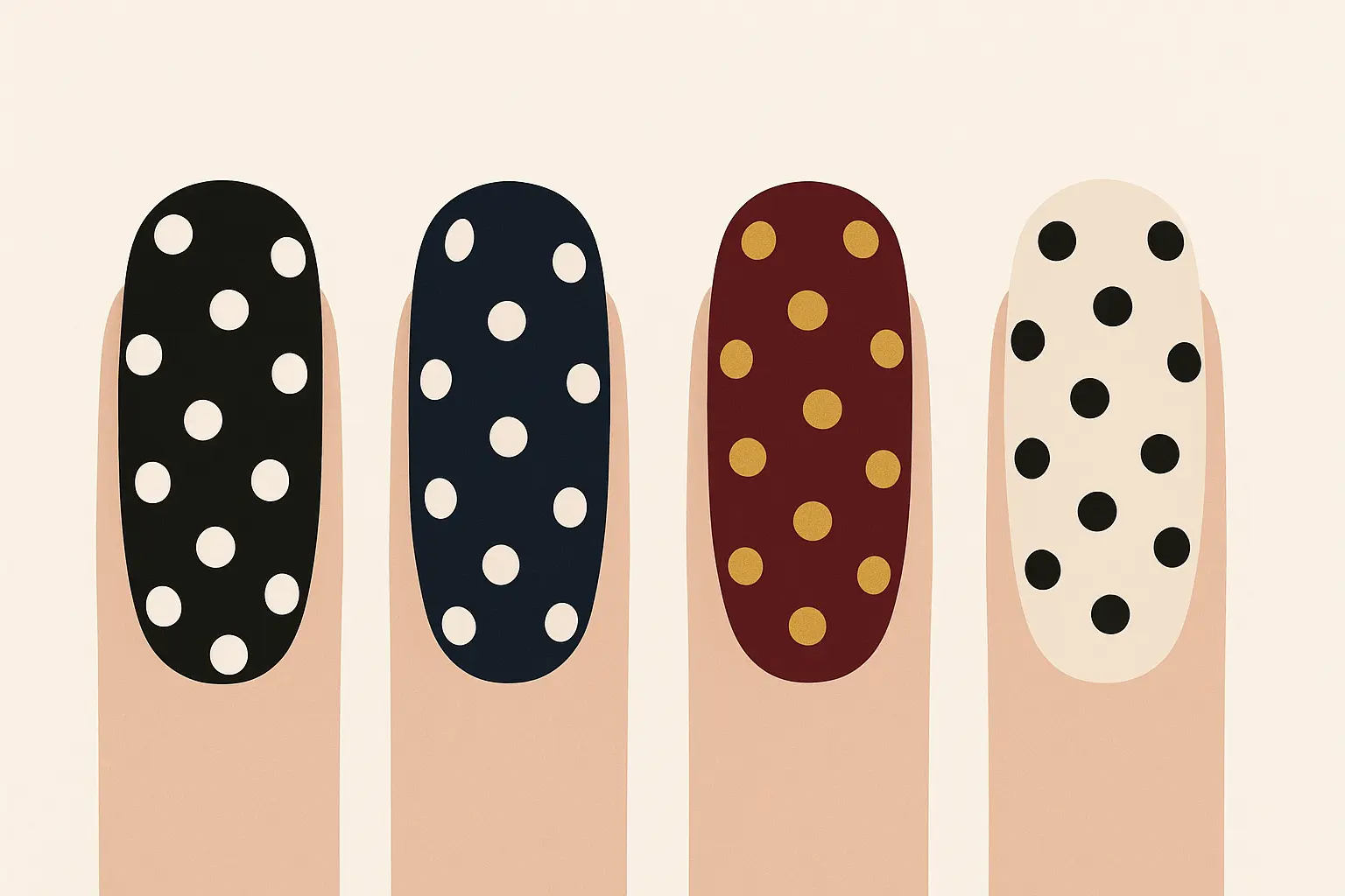 Classic black and white polka dot nail designs