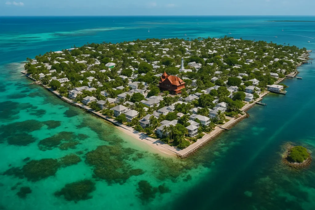 Key West tropical paradise with turquoise waters and palm trees