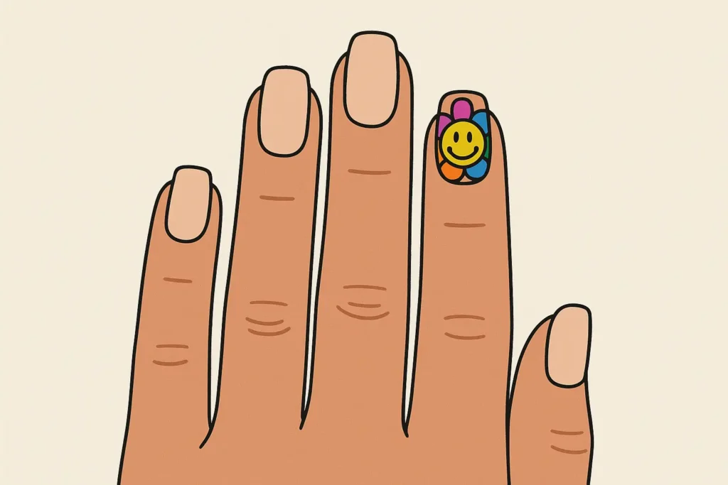 Minimalist single accent smiley face nail