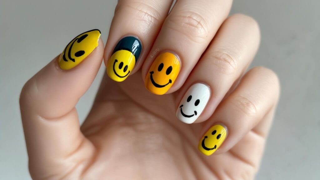smiley face nails