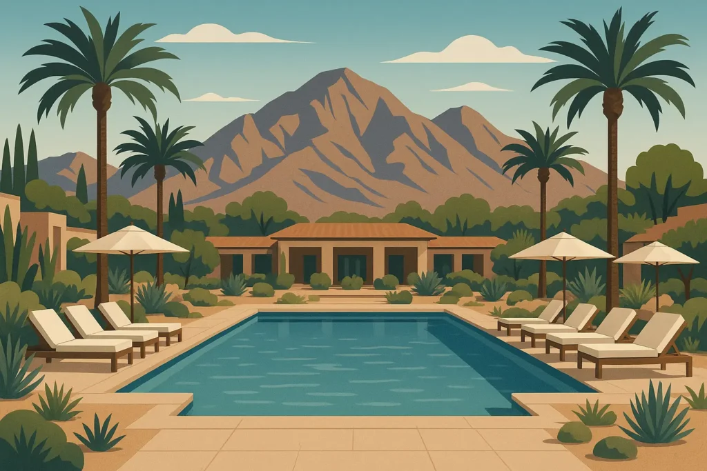 Corporate group activity in desert setting