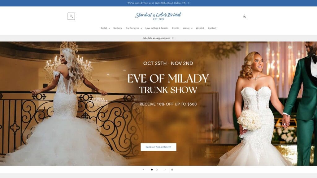 Stardust and Lulu's Bridal showroom