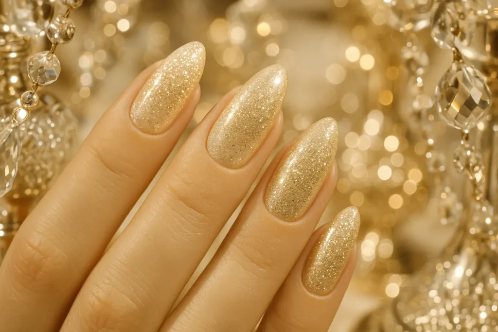 Glamorous sparkly wedding nail designs