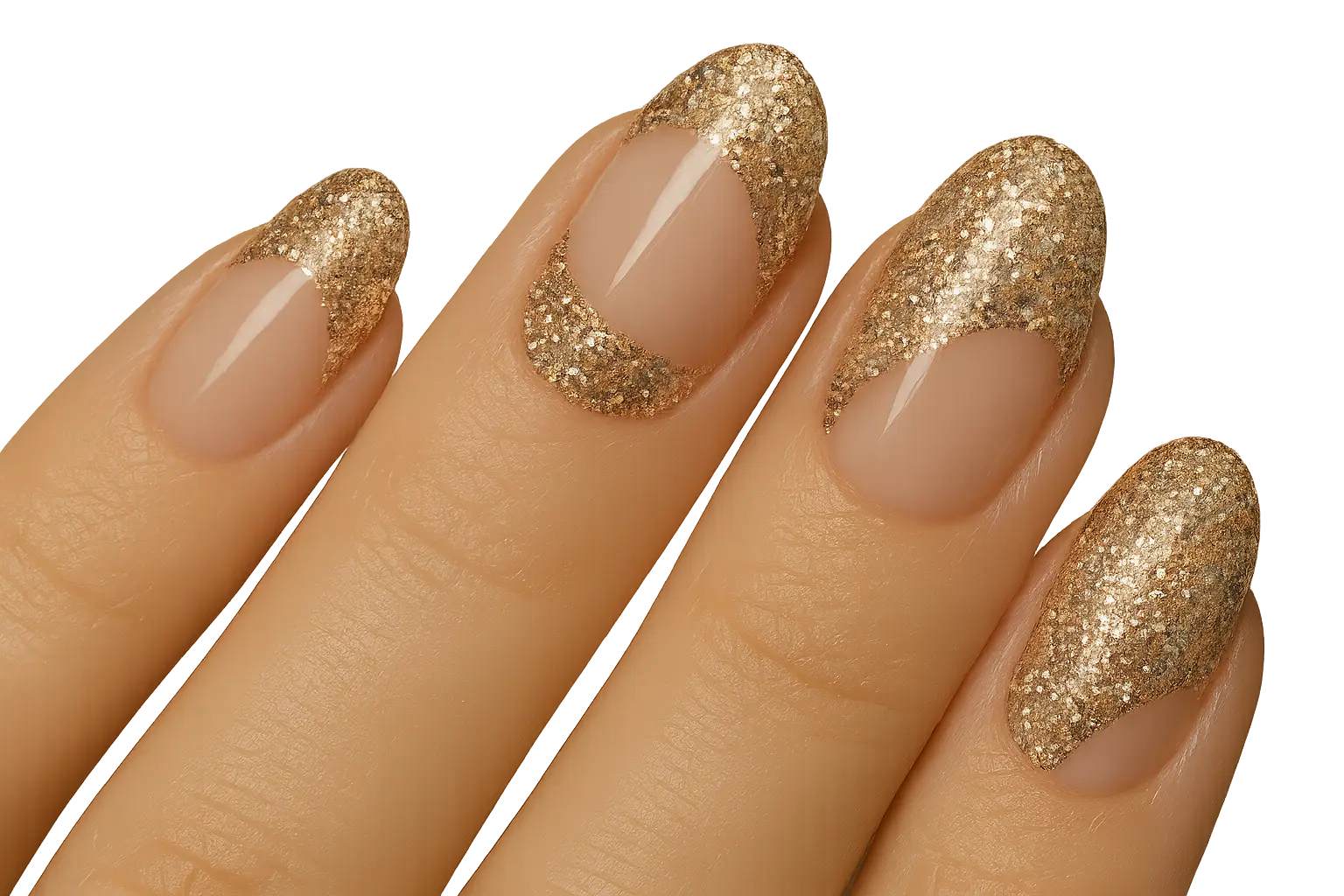 Negative space glitter nail art with modern artistic contrast