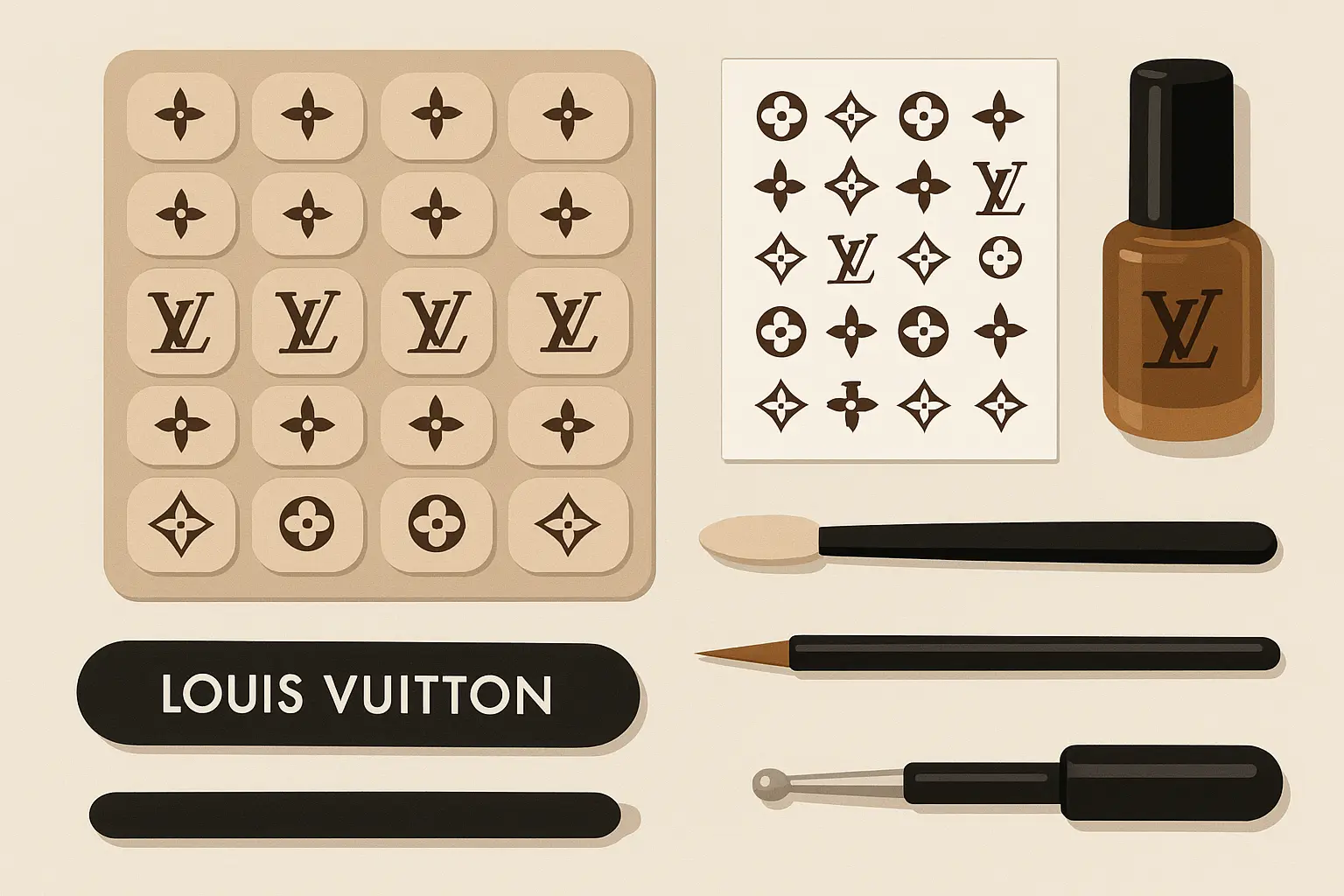 LV nail sticker application process