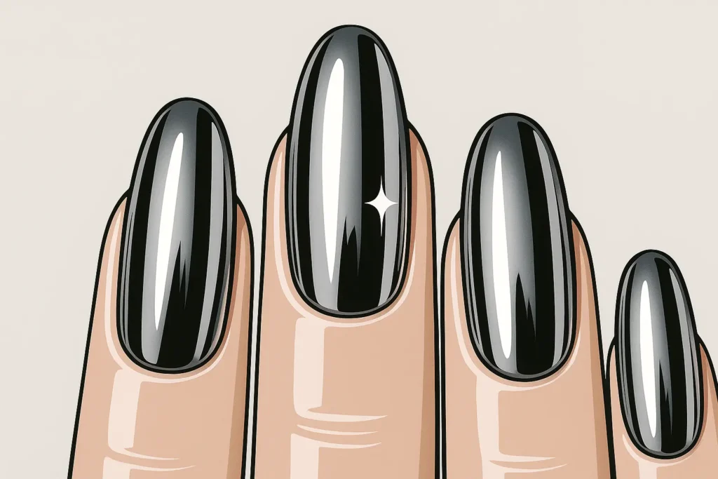 Chrome lipstick nails finish