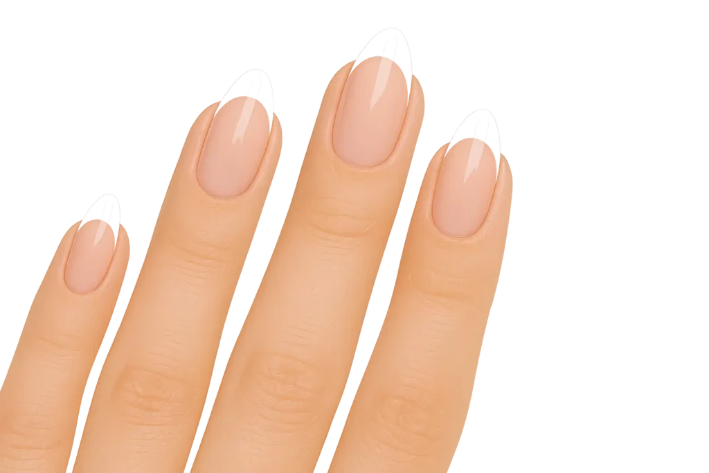 Classic traditional French manicure with white tips