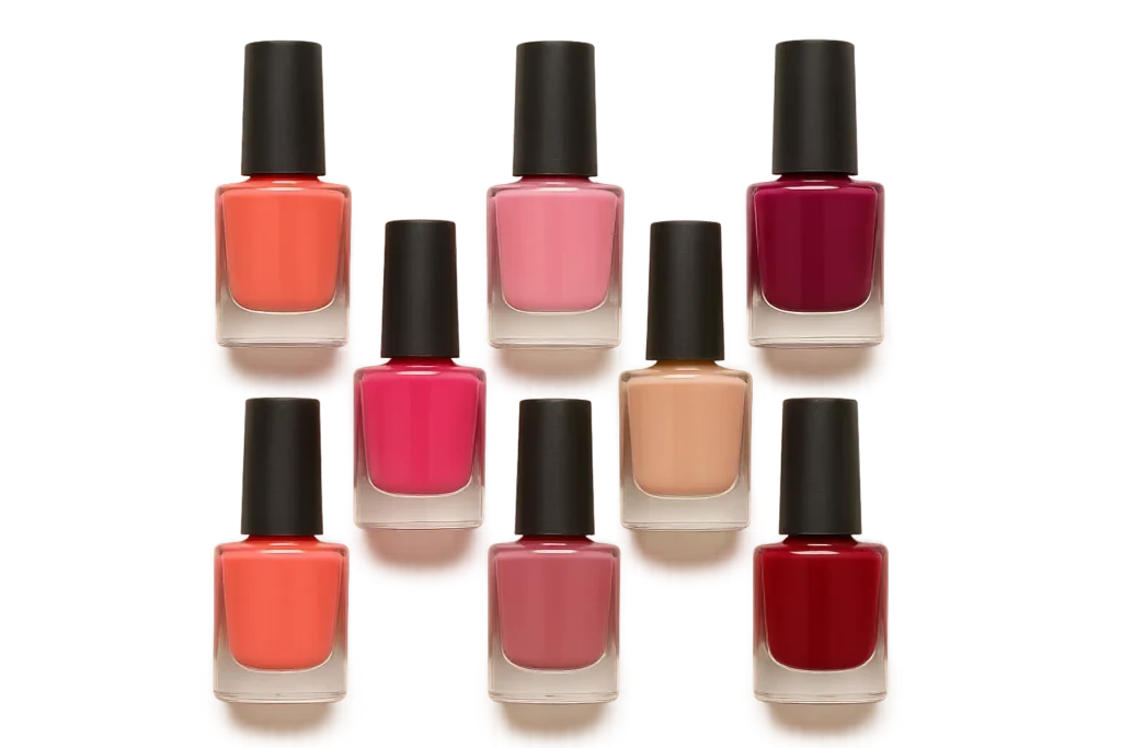 Coral lipstick nails design