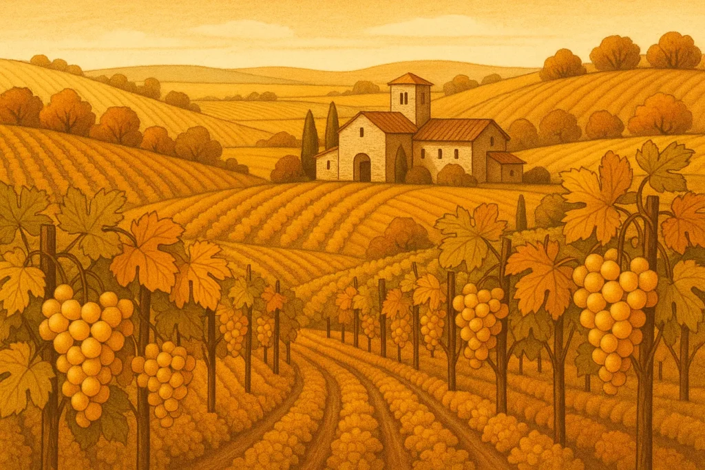 Cyprus vineyard during autumn harvest season