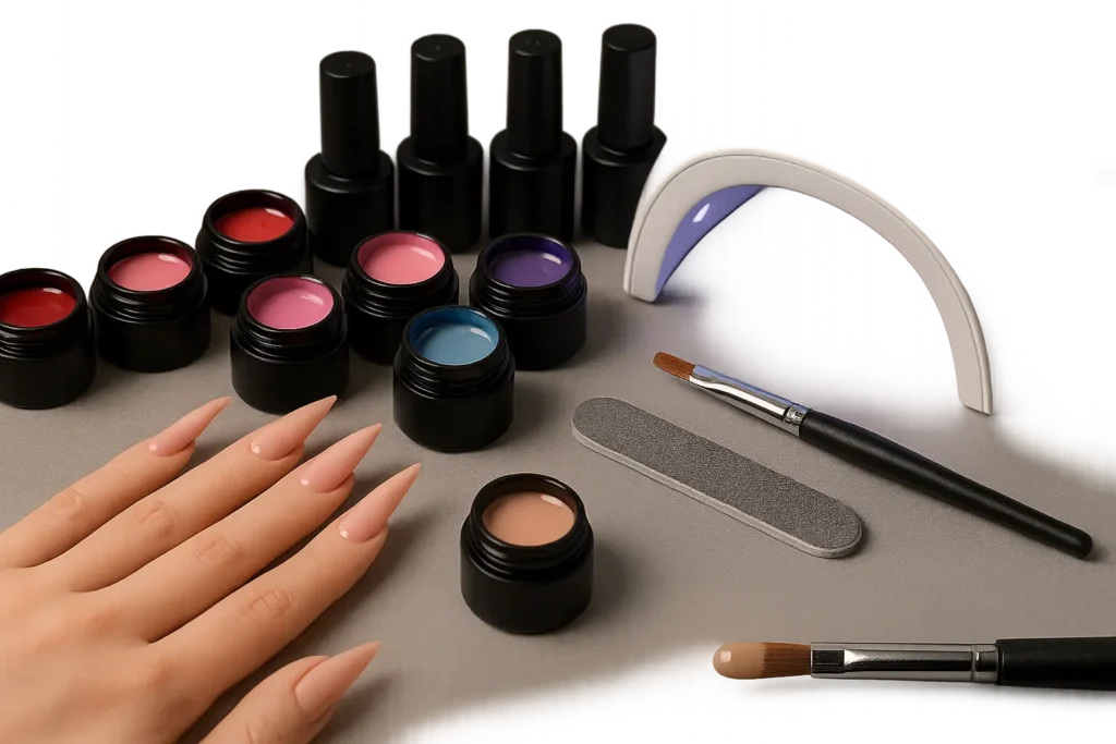 Professional gel polish application for long-wearing stiletto nails