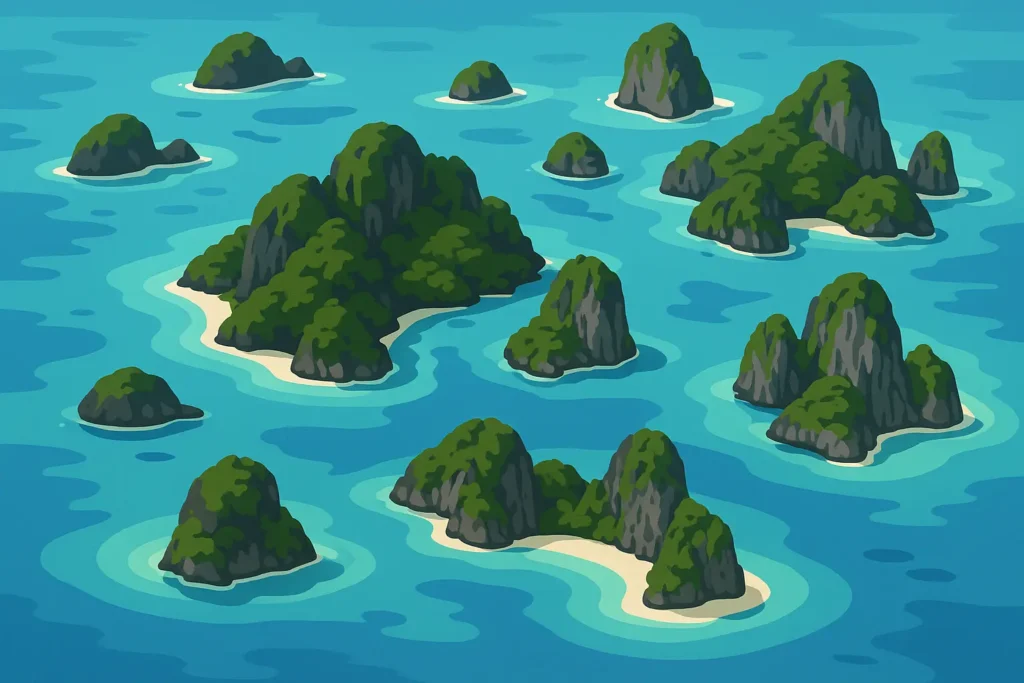 Philippines island landscape with crystal clear waters and limestone cliffs