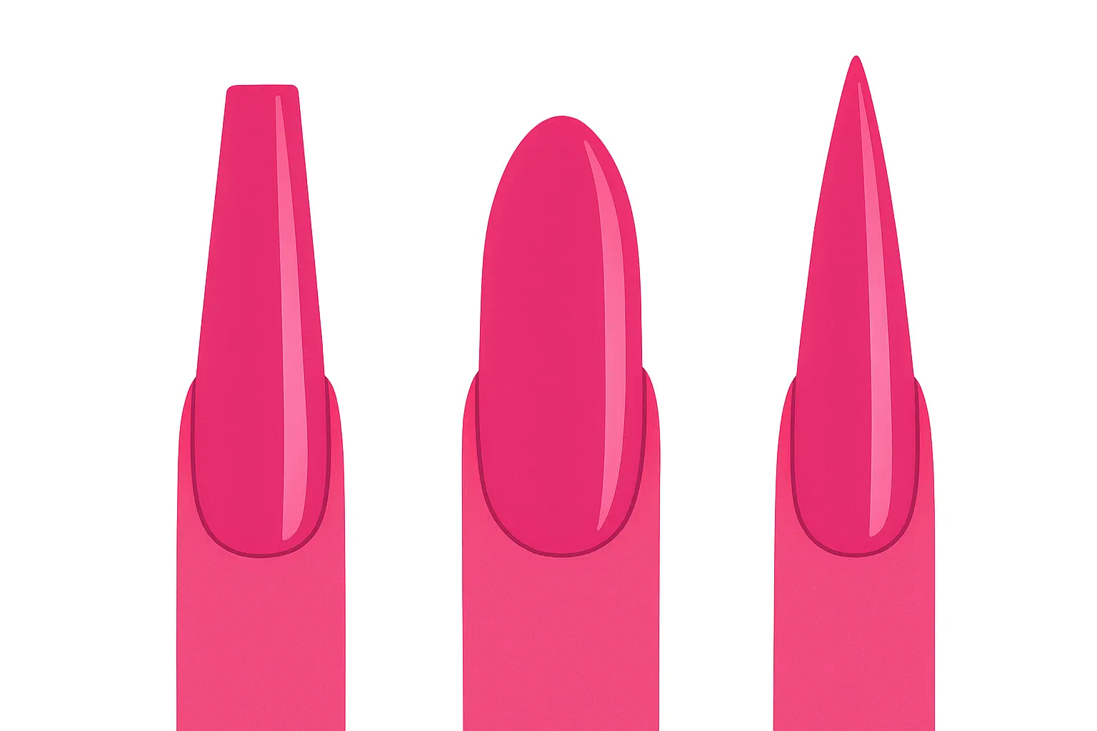 Long hot pink nail designs