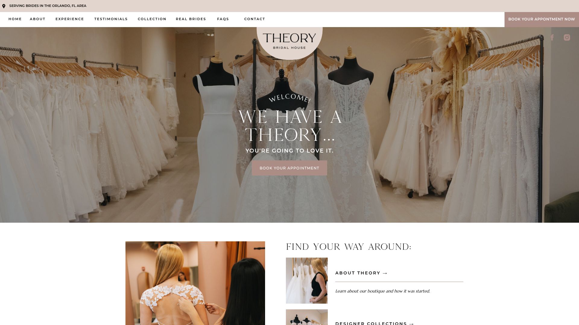 Theory Bridal House website homepage