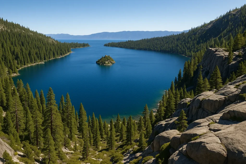 Lake Tahoe hiking trail with mountain views