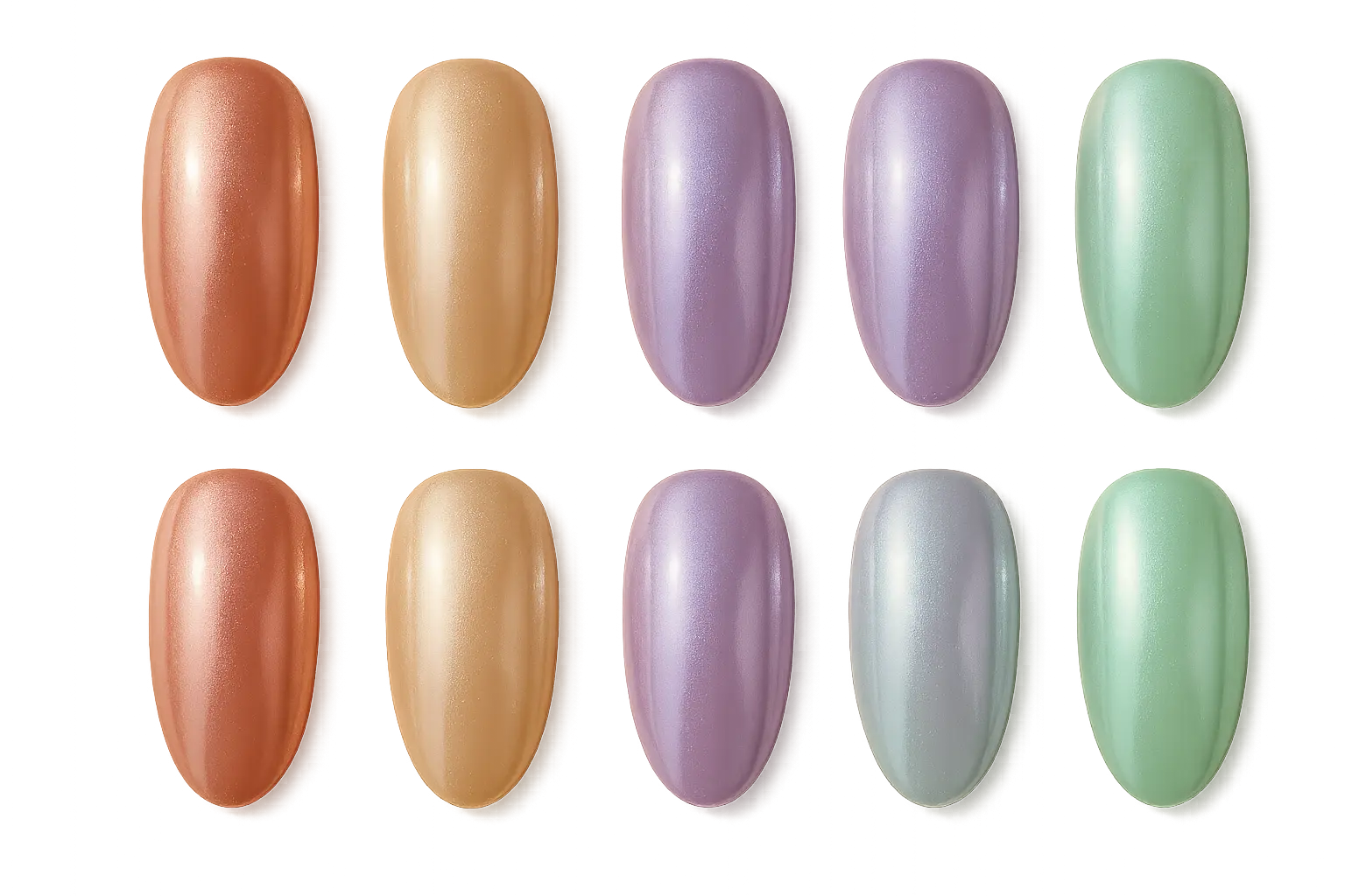 Colored pearl chrome nail variations