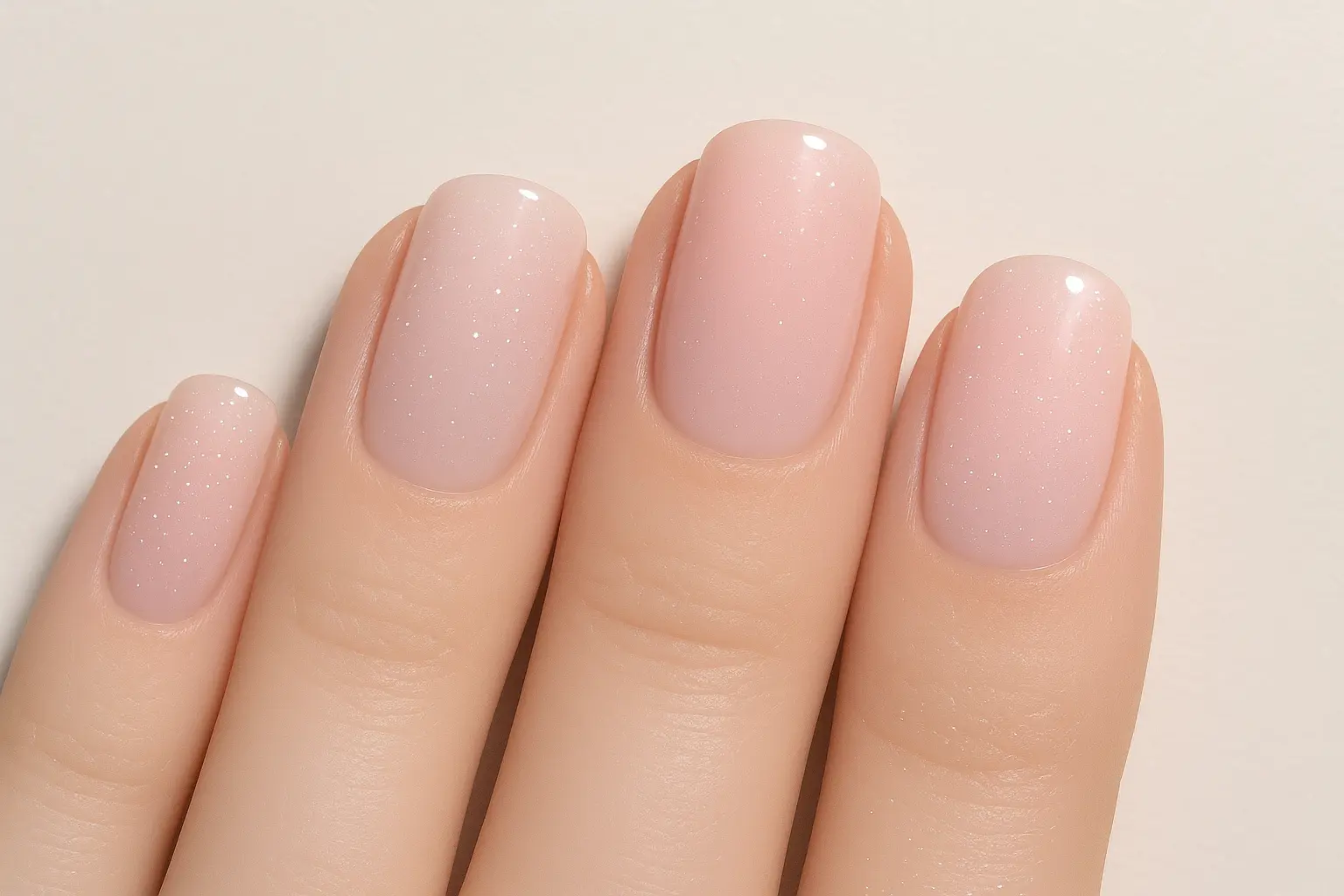 Classic light pink ombre nail designs with subtle glitter
