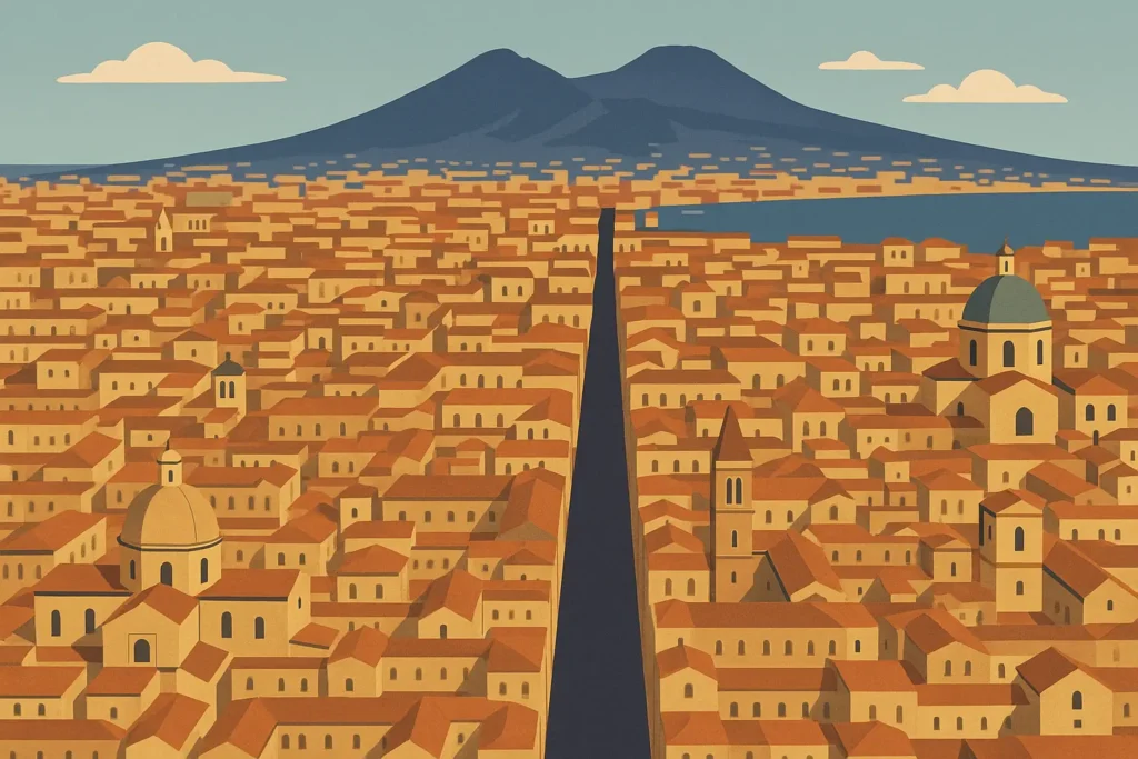 Naples cityscape with Mount Vesuvius