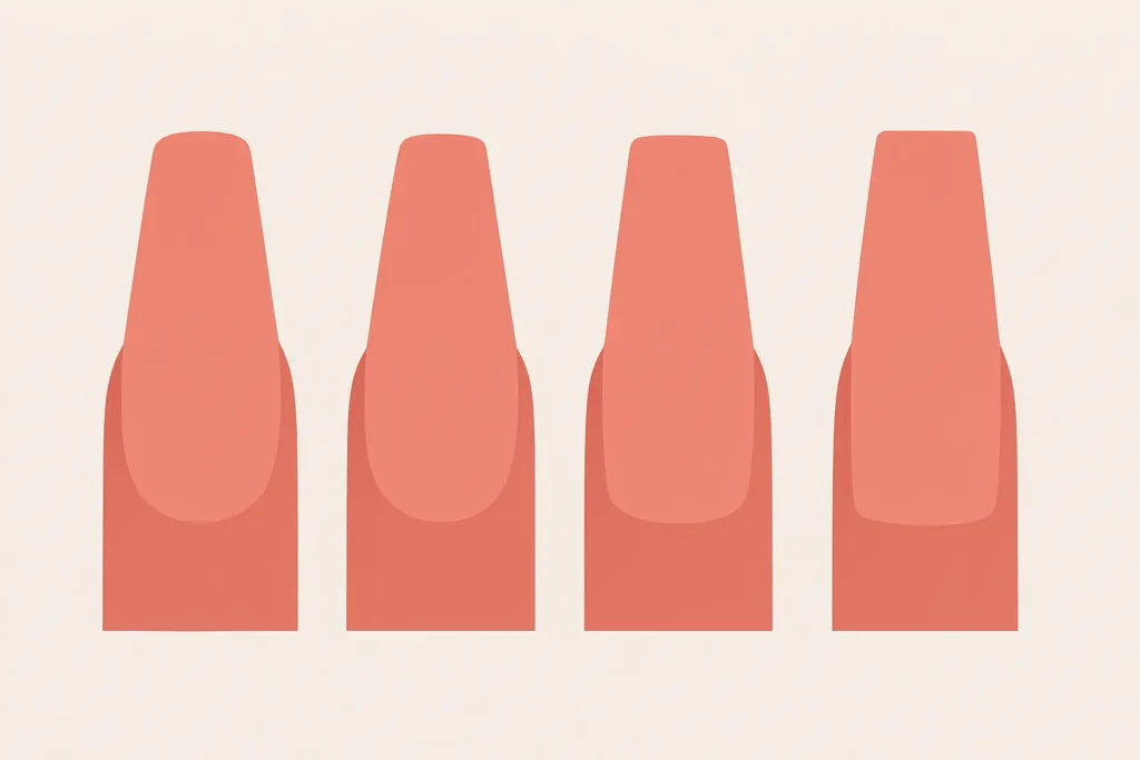 Ballerina nail shape demonstration showing tapered design