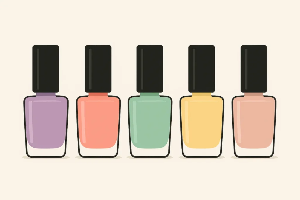 Classic spring nail colors display