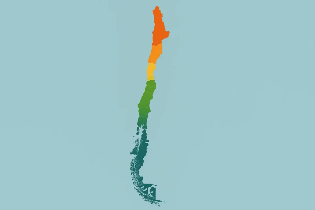 Chile travel planning map with regions highlighted