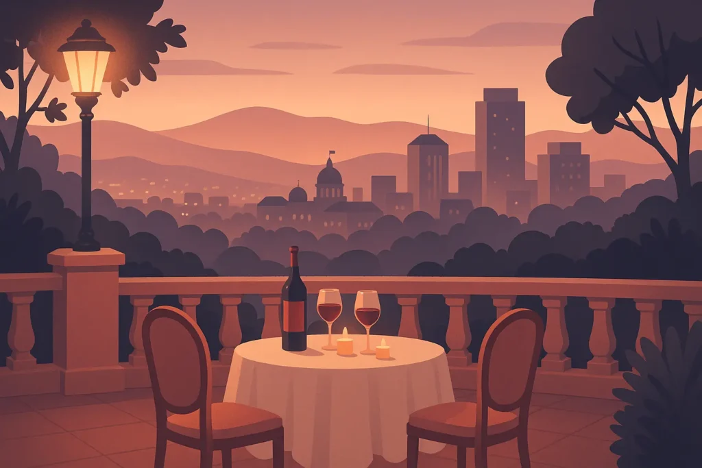 Romantic restaurant garden seating