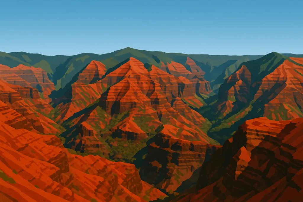 Kauai hiking trail with mountain views