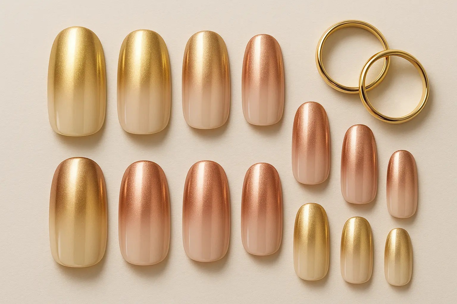 Glamorous gold metallic ombre wedding nails