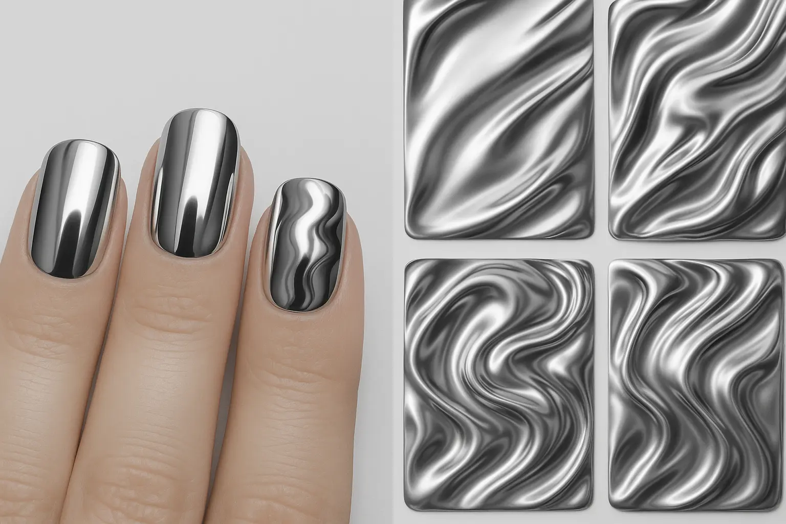 Holographic and magnetic cat eye nail designs