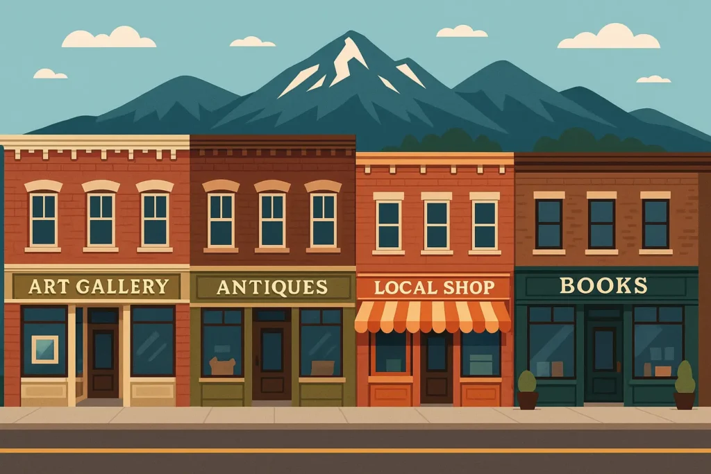 Bozeman downtown Main Street showing vibrant cultural scene with historic architecture
