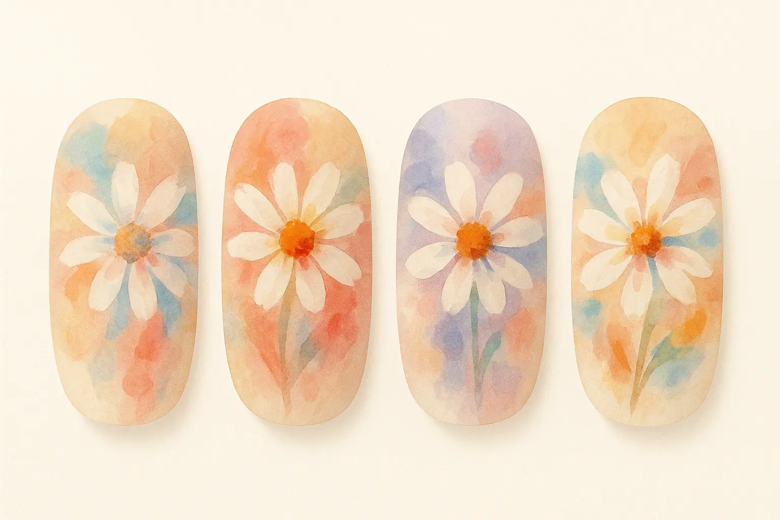 artistic abstract daisy nail art