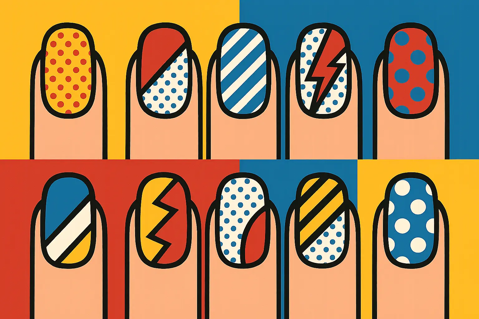 Pop art comic book nails