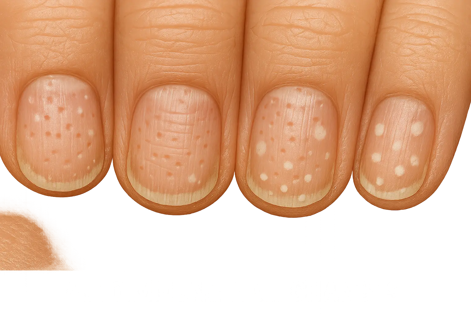 Autoimmune nail changes with white spots and pitting