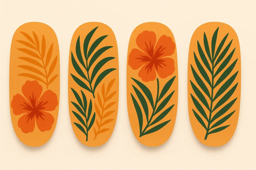 Tropical orange paradise nail art