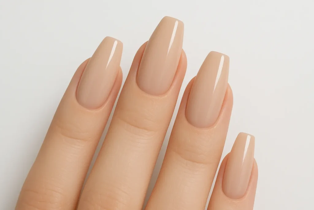 Nude ballerina nails in neutral tones