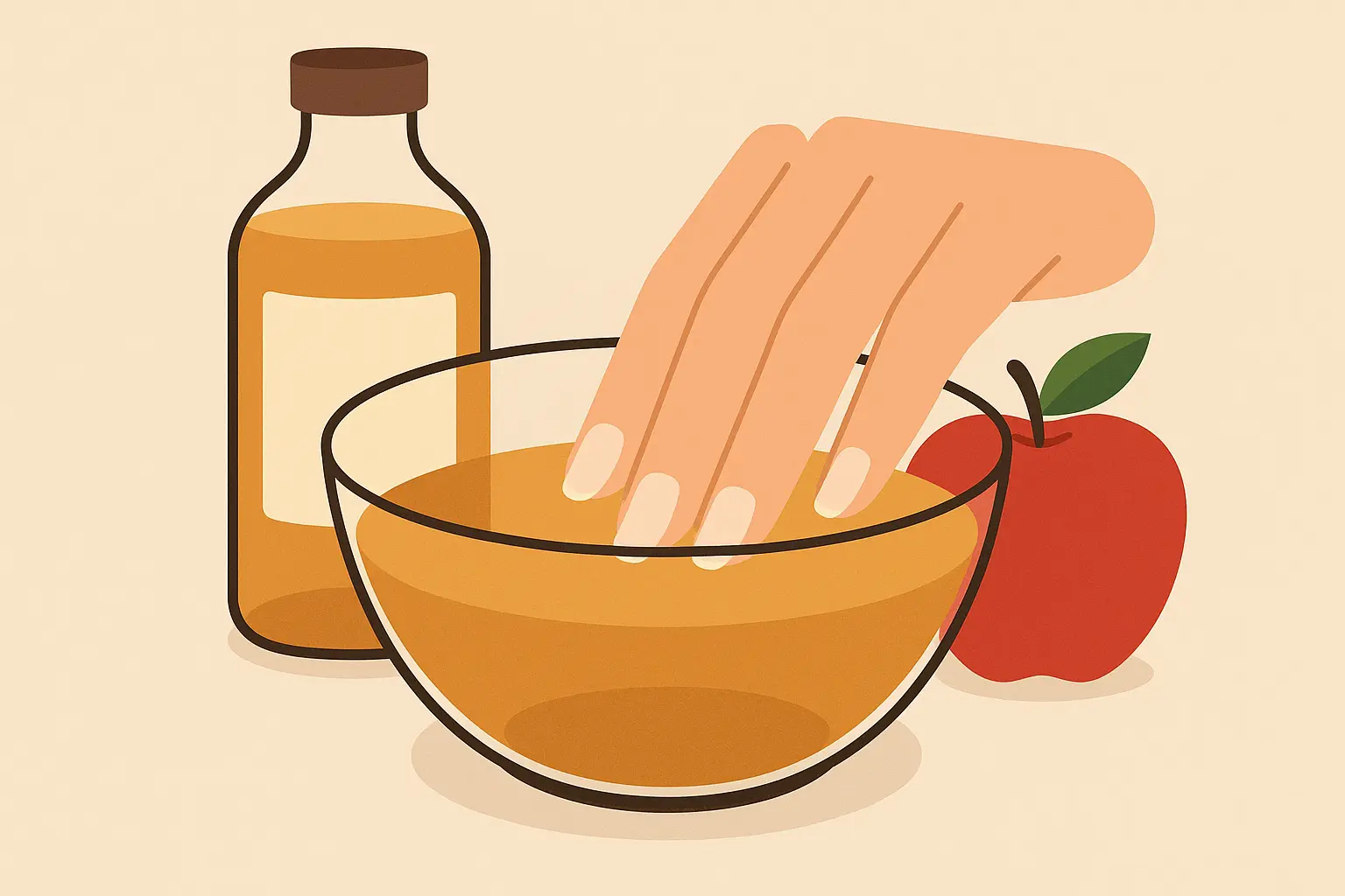 Apple cider vinegar nail recovery treatment setup