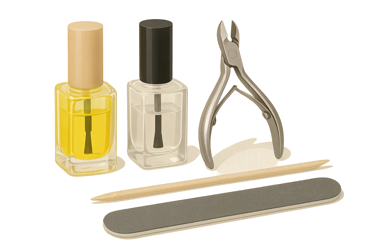 Nail care tools and cuticle oil for maintaining icy blue nails