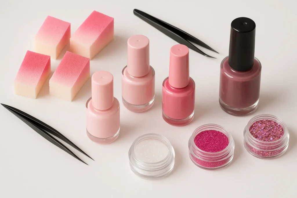 Hot pink to white ombre application technique