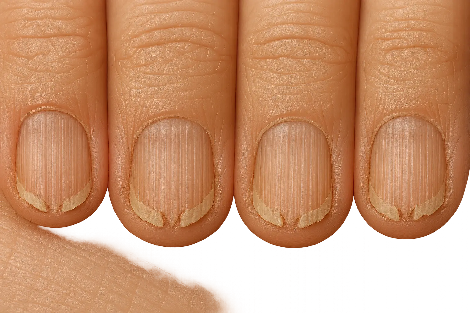 Darier disease nail changes with V-shaped nicks