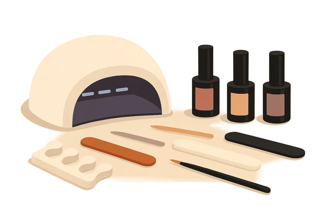 At-home gel nail kit setup