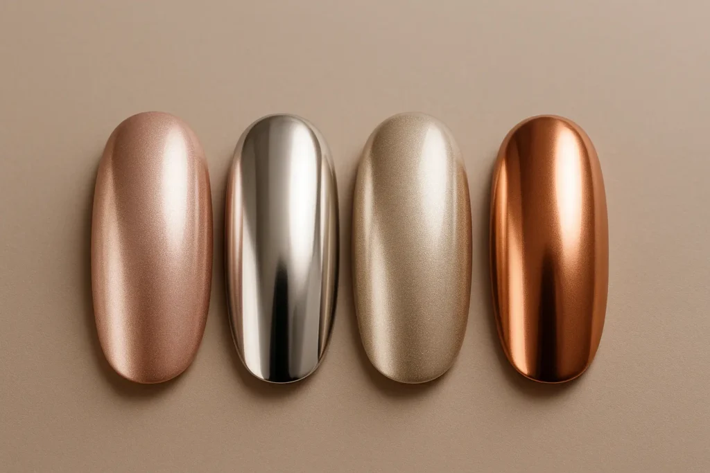 Silver chrome metallic nails
