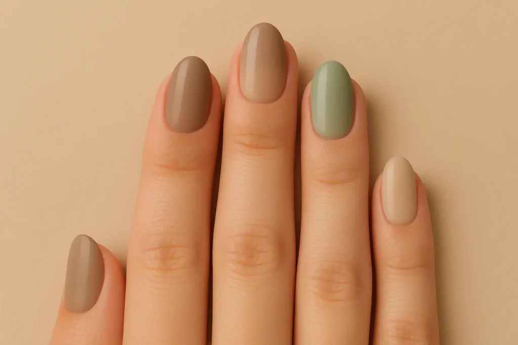 Earthy neutral ombre nail designs