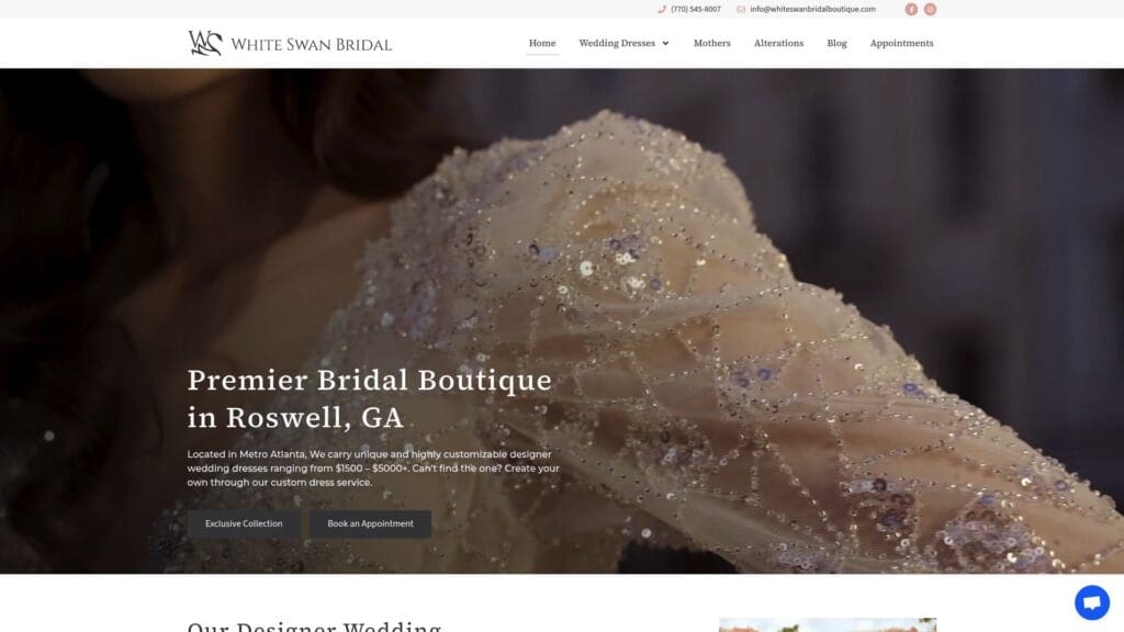 White Swan Bridal Boutique storefront