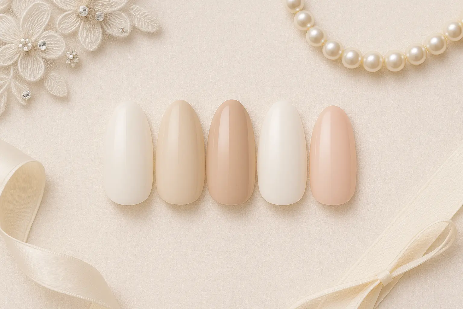 Wedding day oval nail designs