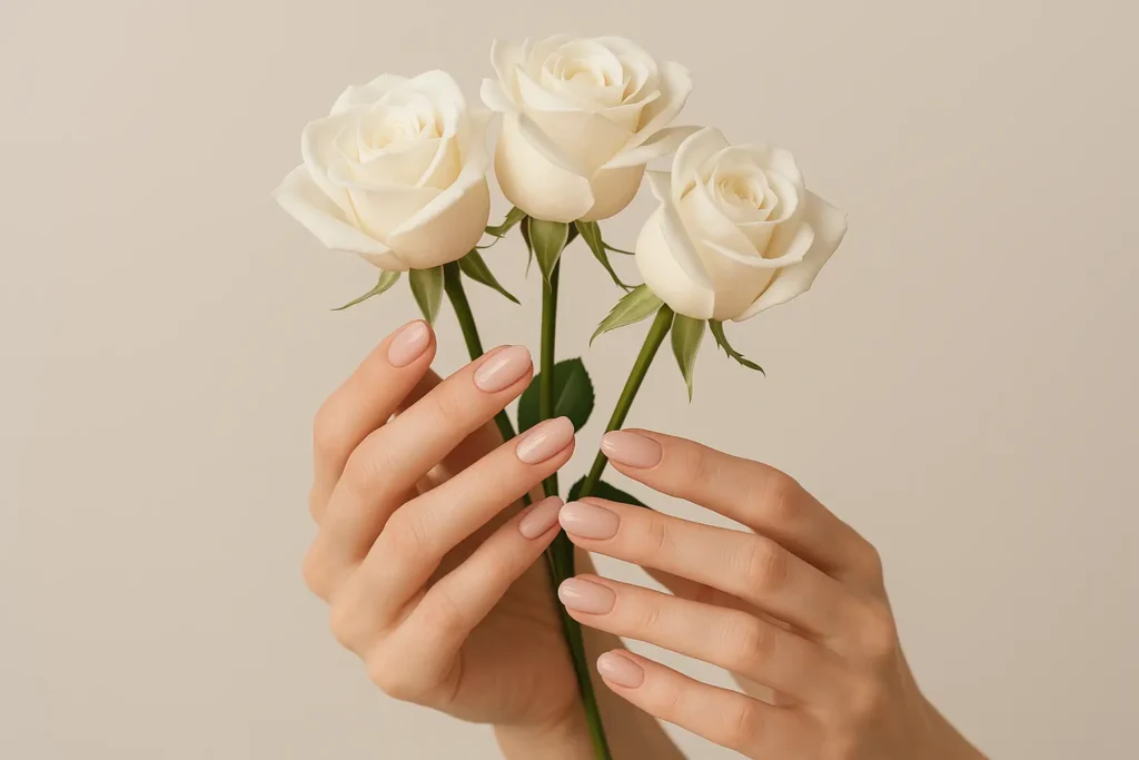 Natural nude wedding nail designs