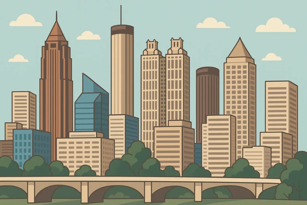 Atlanta skyline and urban attractions