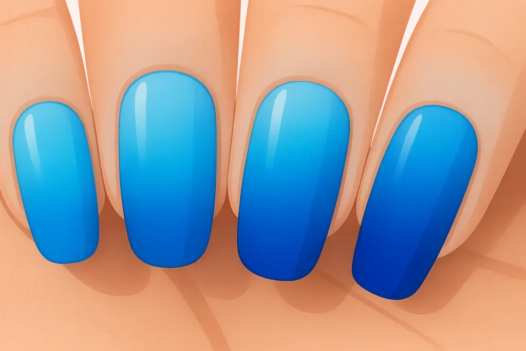 Blue ombré gradient nail art