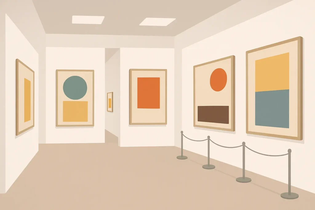 Interior of Rijksmuseum with classical paintings